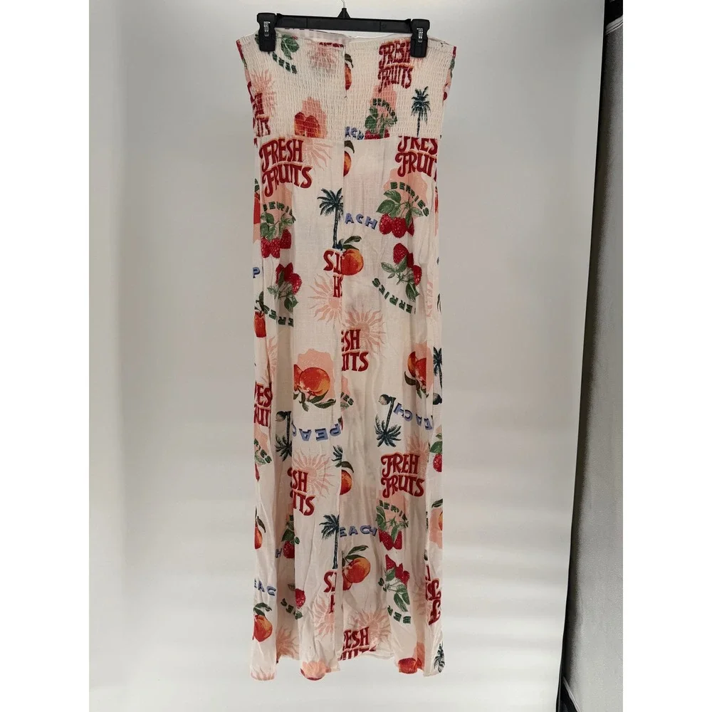 Anthropologie Paper Heart Fresh Fruit Peaches Berry Sleeveless Maxi Dress Large - Picture 3 of 5